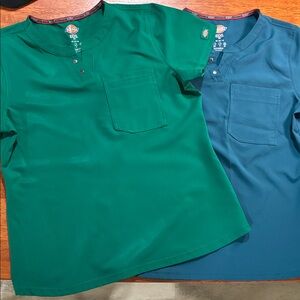 Dickies Kelly Green and Caribbean Blue Short Sleeve Shirts